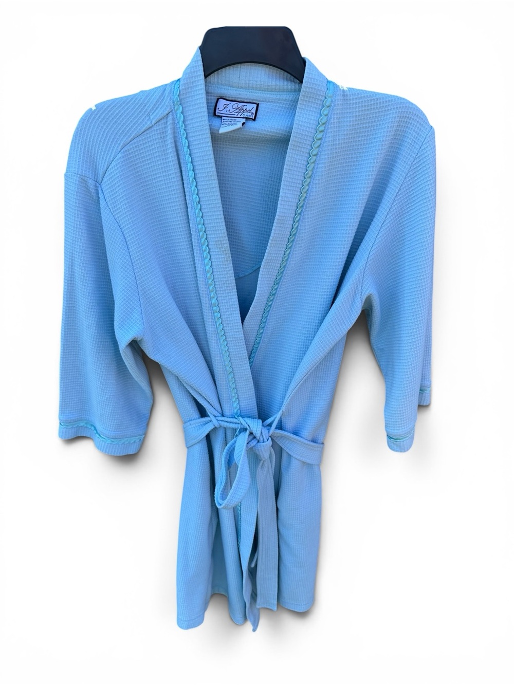 St. Tropez Sky Blue Waffle Kimono Tie-Waist Robe